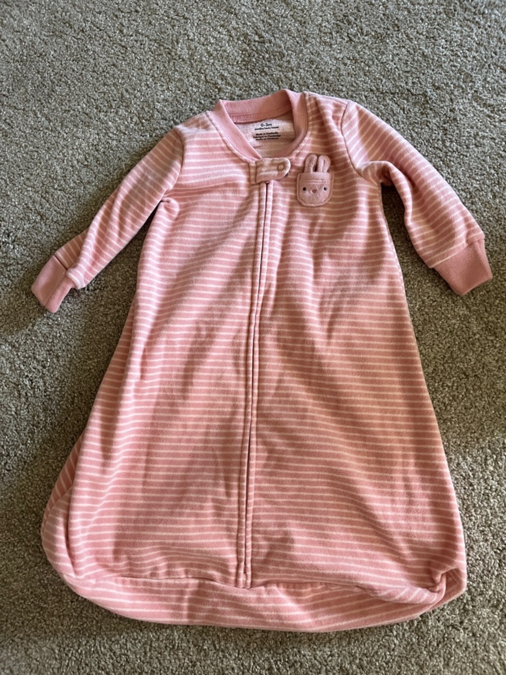 Carter's Pink Striped Sleep Sack with Bunny Patch